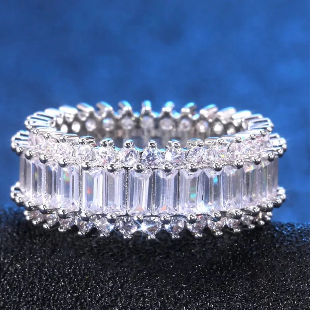 New Baguette 925 Sterling Silver Engagement Ring - Picture 5 of 7